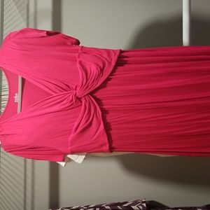 NWOT XL Ladies red long v- neck dress